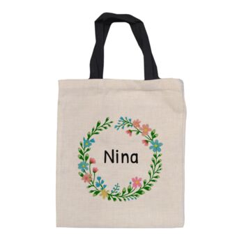 Personalised Kids Wreath Linen Tote Bag, 4 of 4