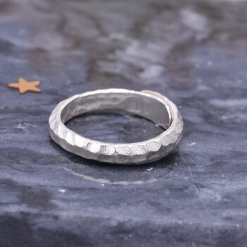 Sterling Silver Adjustable Hammered Ring, 3 of 10