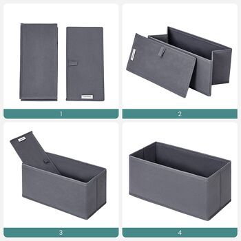 Set Of Six Grey Foldable Fabric Storage Boxes, 6 of 7