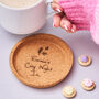 Personalised Cosy Night In Cork Coaster, thumbnail 1 of 2