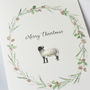 Sheep And Wreath Christmas Card, thumbnail 4 of 5