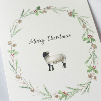 Sheep And Wreath Christmas Card, 4 of 5