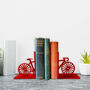 Red Cyclist Bike Art Bookends, thumbnail 1 of 8