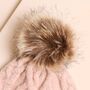 Pink Cable Knit Pom Pom Bobble Hat, thumbnail 3 of 8