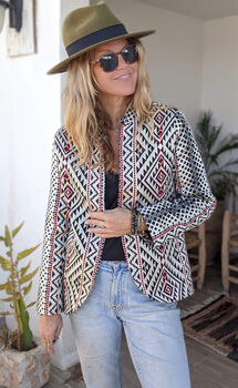 Zambezi Geometric Tribal Short Biker Jacket Coat, 6 of 12