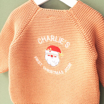 Personalised Santa Baby Cardigan – First Christmas Gift, 5 of 12