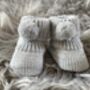 Grey Knitted Baby Booties With Pom Pom, thumbnail 3 of 8
