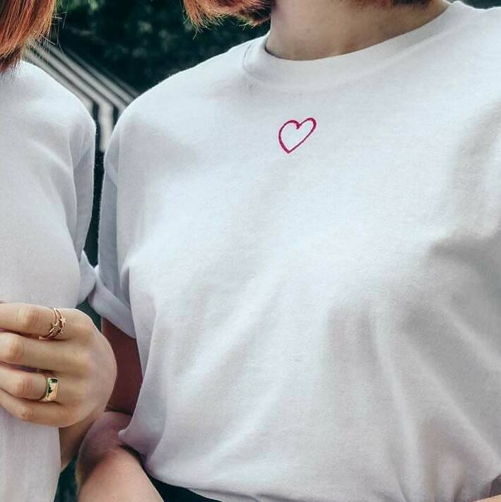 Mini Heart Embroidered Unisex T Shirt By Emma Warren