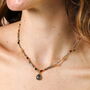 Semi Precious Black And Grey Beaded Pendant Necklace In Gold Plating, thumbnail 1 of 7