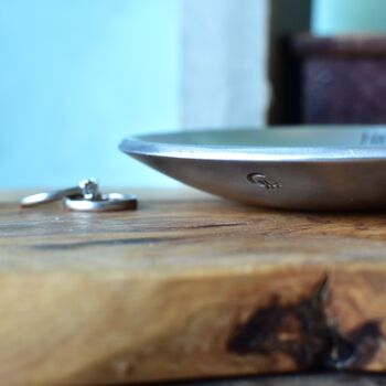 Personalised 10th Anniversary Gift; Aluminium Smooth Dish. Trinket And Ring Dish, 6 of 7