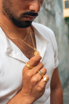 Gold St Michael Round Pendant Necklace Chain For Men, 2 of 12