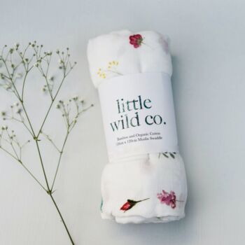 Wildflower Bamboo Organic Cotton Muslin Swaddle Blanket, 2 of 6