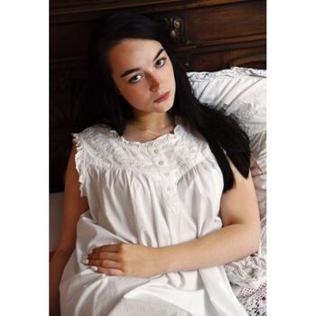 Ladies White Embroidered Nightdress 'Veronica', 2 of 4