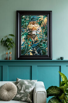 Tiger And Gold Jungle With Sunglasses Wall Art Print, 8 of 8