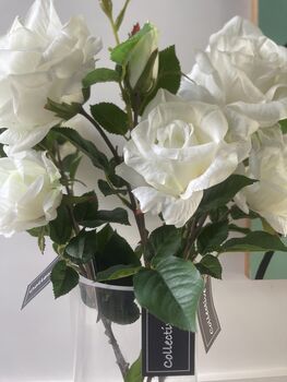 Artificial Soft Touch White Rose Stem, 6 of 7