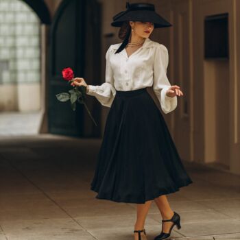 Isabelle Skirt In French Navy Vintage 1940s Style, 2 of 2