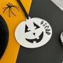 Personalised Halloween Silver Mirror Pumpkin Decoration, thumbnail 1 of 2