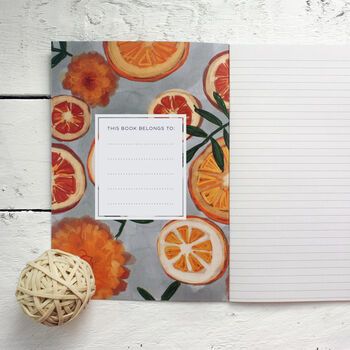 Cute Orange Citrus Recycled A5 Lined Notebook, 2 of 4