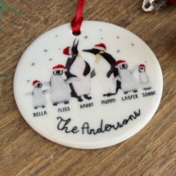 Personalised Family Bauble, Penguin Design, 9 of 9