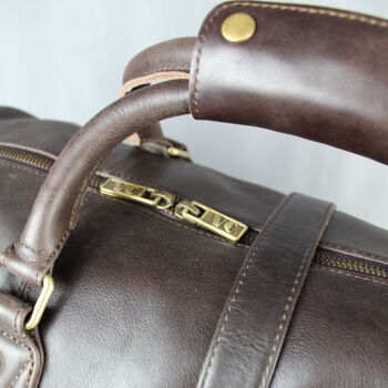 'Drake' Men's Leather Holdall In Chestnut Leather, 7 of 12
