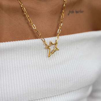 Large Link And Stretch Star Necklace, 2 of 4