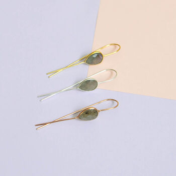 Labradorite Rose/Gold Plated Silver Hook Earrings, 3 of 7