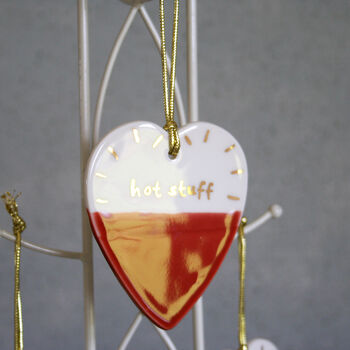 Ceramic Hanging Heart Decoration Hot Stuff, 2 of 2