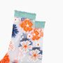 Bold Floral Combed Cotton Sheer Pop Socks In Sage Green, thumbnail 2 of 4