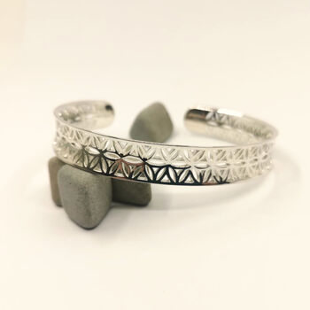 Sterling Silver Daisy Cuff Bangle, 3 of 6