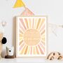 Framed Custom Birth Print Sun Baby Boy Girl Nursery Newborn Gift, thumbnail 1 of 4