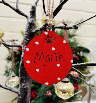 Personalised Dog Cat Paw Bauble Xmas Tree Decoration, 7 of 7