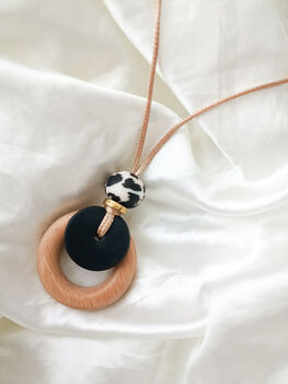 Leopard Wooden Engraved Nursing And Teething Pendant, 3 of 5