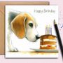 Beagle Birthday Card. Birthday Cake, thumbnail 1 of 2