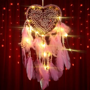Pink Heart Shaped Dream Catcher With Lights, 4 of 7