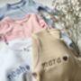 Personalised Heart Baby Zip Sleepsuit | Newborn Gift, thumbnail 4 of 6