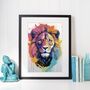 Painterly Lion Portrait Illustration Art Print, thumbnail 2 of 4