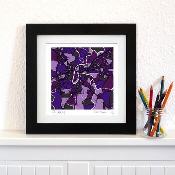 Personalised Durham Art Map Gift | Hand Drawn Durham Wall Art | Contemporary City Map, 4 of 7