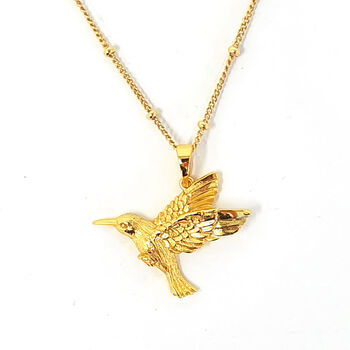 18k Gold Plated Hummingbird Necklace, 3 of 4