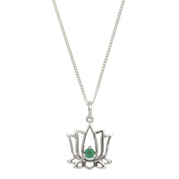 Lotus Flower Green Onyx Silver Necklace, 5 of 8
