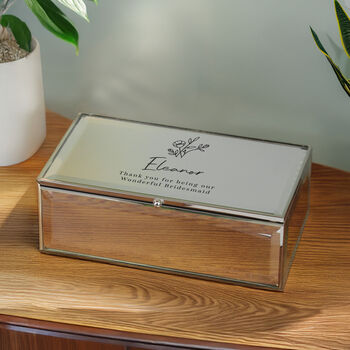 Personalised Mirrored Jewellery Box With Floral Design, 2 of 5