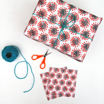 Red Dandelion Wrapping Paper, 4 of 4