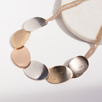 Gold And Silver Colour Connected Oval Disc Necklace, 3 of 3