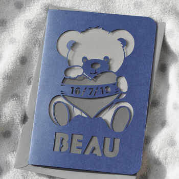 New Baby Teddy Bear Papercut Card, 8 of 9
