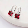 Red Square Crystal Huggie Hoop Earrings, thumbnail 1 of 3