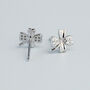 Sterling Silver Sparkly Four Leaf Clover Stud Earrings, thumbnail 3 of 5