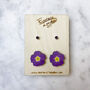Birth Flower And Crystal Birthstone Stud Earring Set, thumbnail 2 of 12