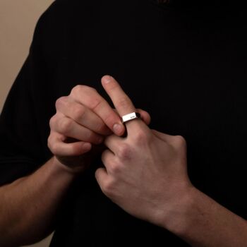 Personalised Silver Signet Rectangular Rings, 2 of 11