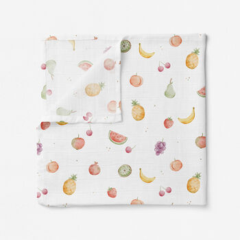 Luxury Fruit Organic Cotton Muslin Swaddle, 3 of 3