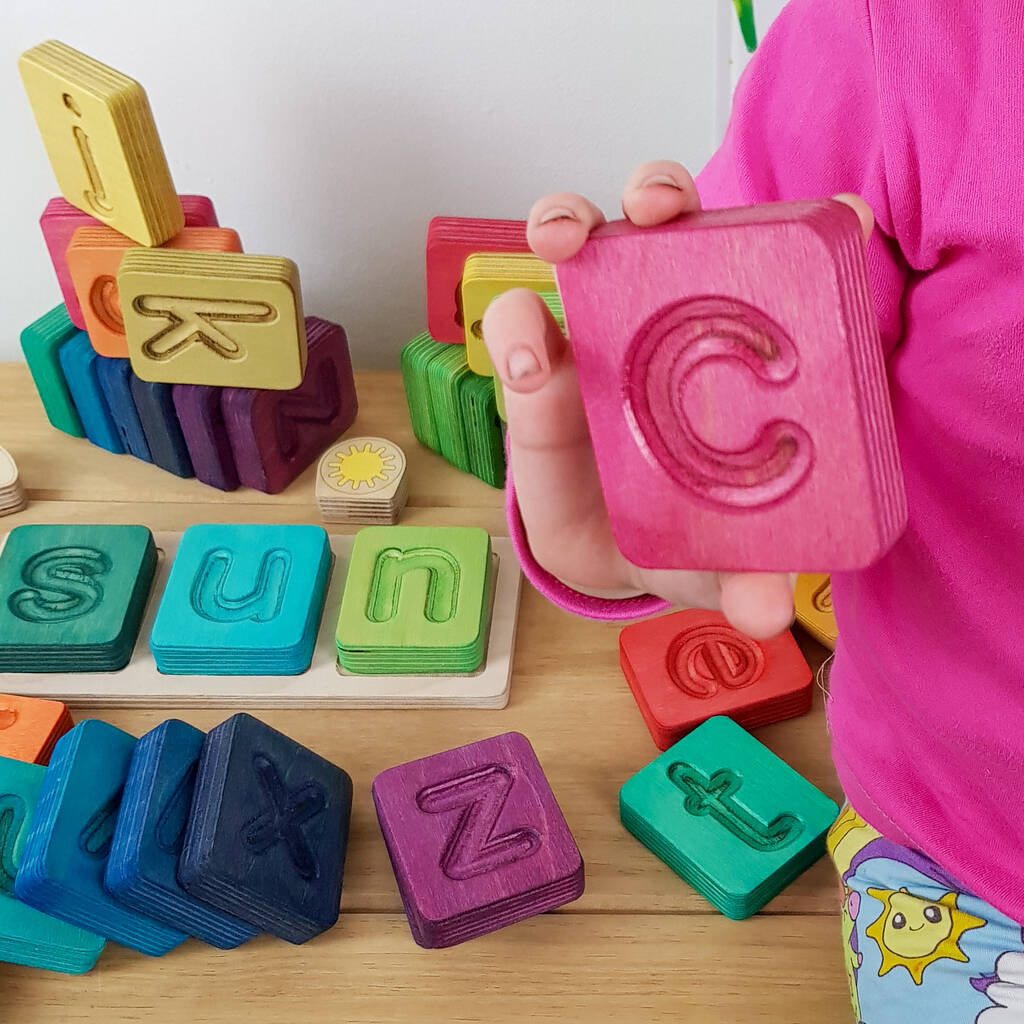 Montessori Wooden Alphabet Cubes By Hellion Toys | notonthehighstreet.com