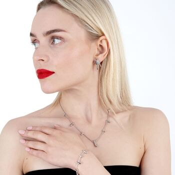 925 Sterling Silver Designer Shard Station Necklace, 6 of 6